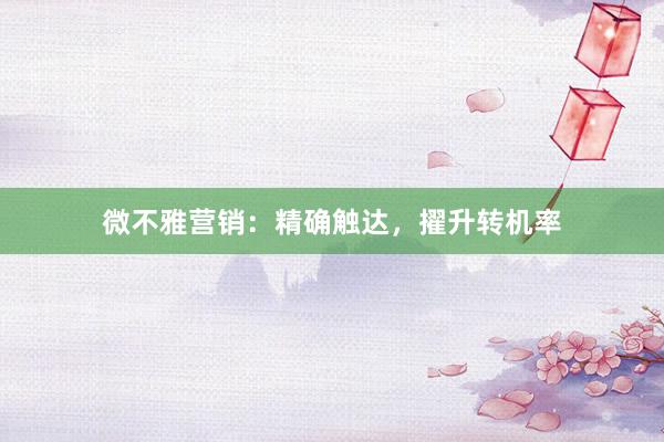 微不雅营销：精确触达，擢升转机率